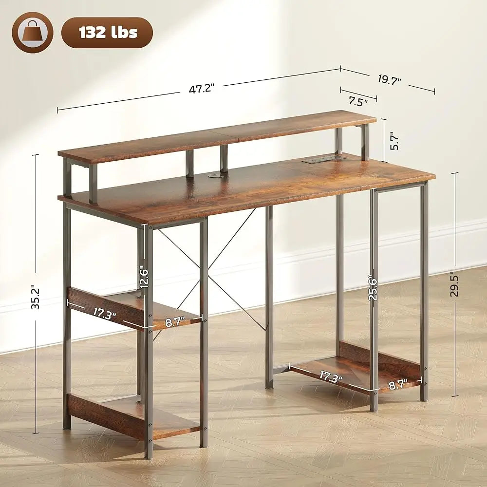 47" Gaming Desk With Power Outlets