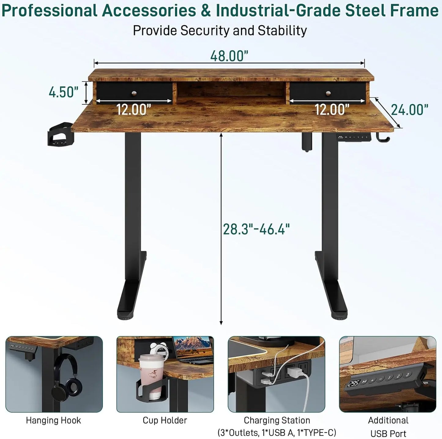 Vabches Height Adjustable Computer Desk