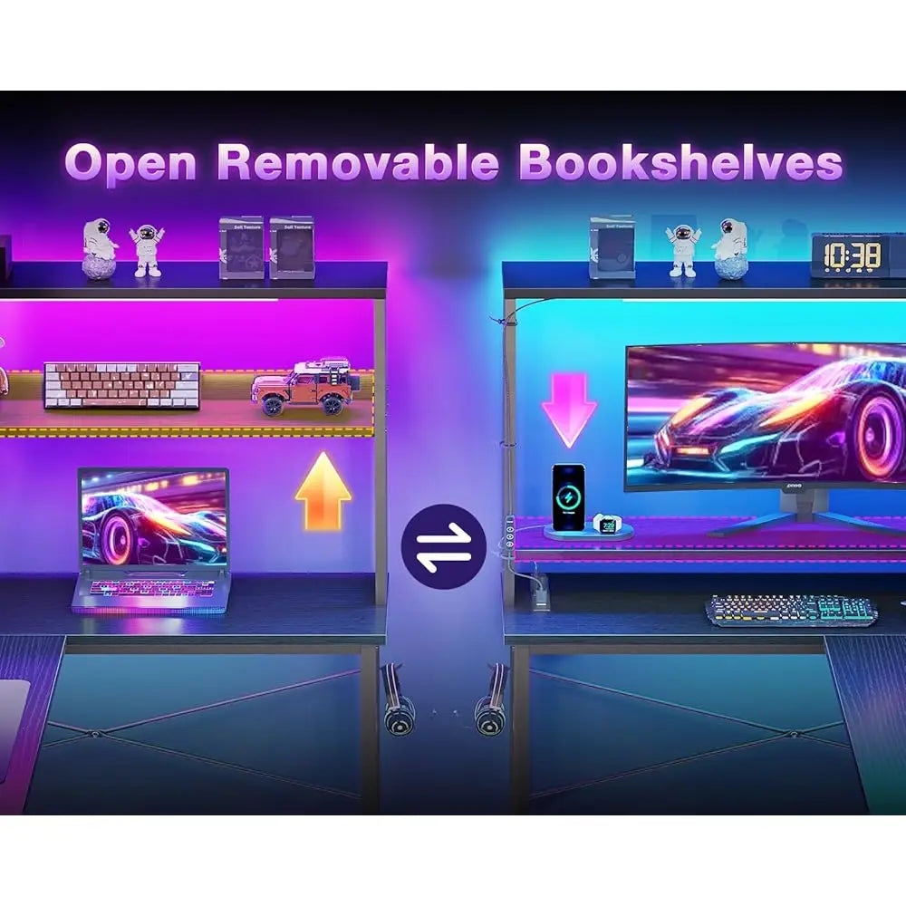 43 H L Shaped Desk With Led Lighting