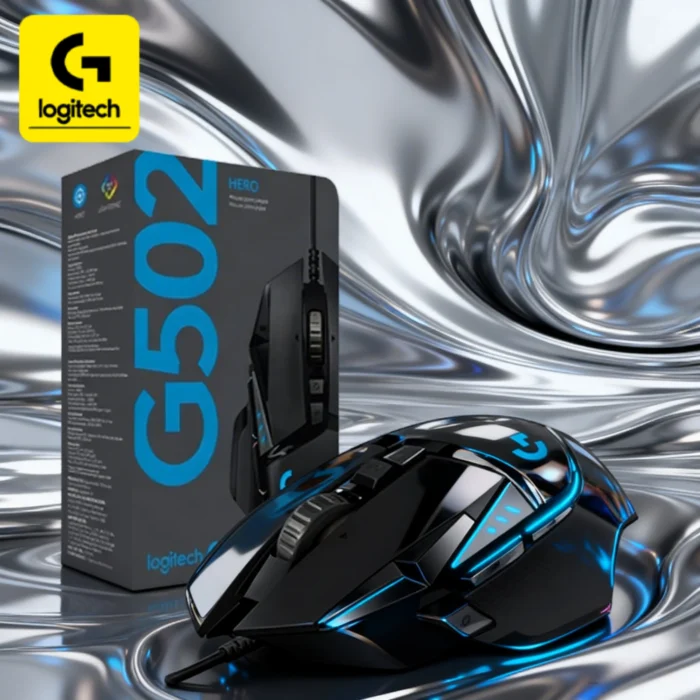 Logitech G502/G402/G203HERO professional gaming mice, 25600 DPI high resolution, onboard macro memory, RGB lighting effects.